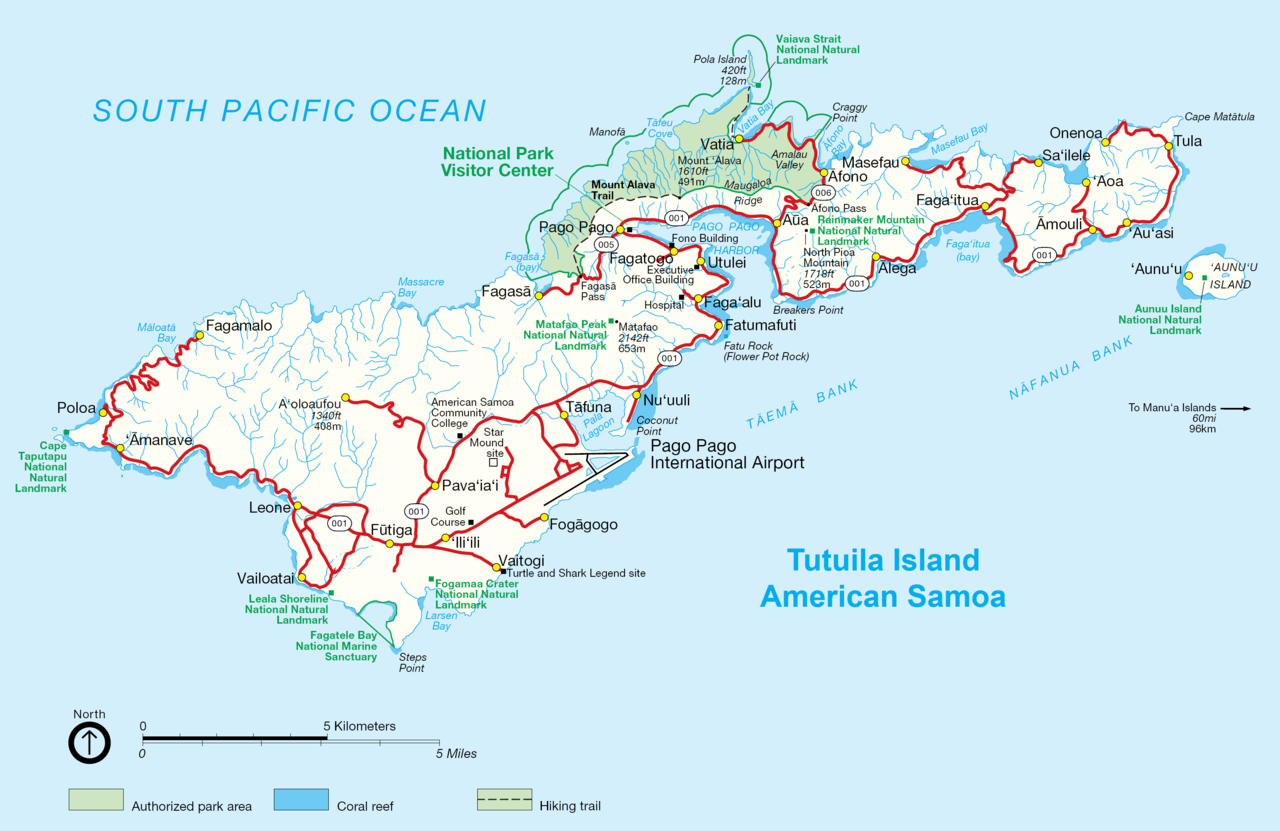 Mapas de Samoa Americana Estados Unidos da América