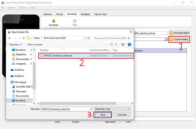 cargar archivo android scatter rom lanix