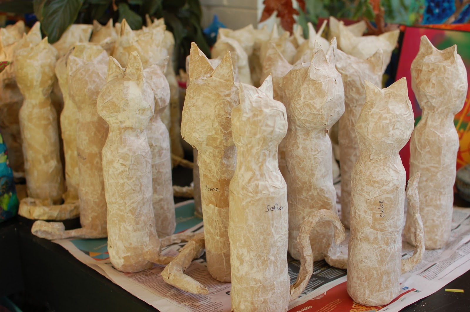 Sunnyside Art House Colourful Paper Mache Cats