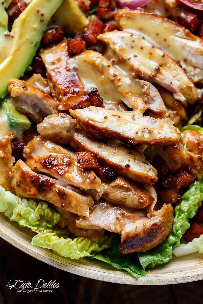 HONEY MUSTARD CHICKEN BACON + AVOCADO SALAD