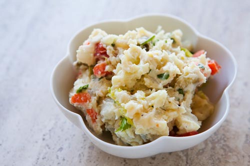 This Dad's style potato salad tossed with hard boiled eggs and other veggies makes the perfect side dish.