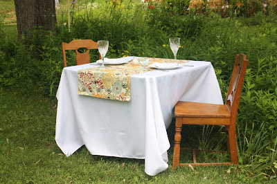 extra wide short table runner with marsala and mustard floral print