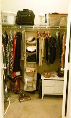 messy closet before organizing