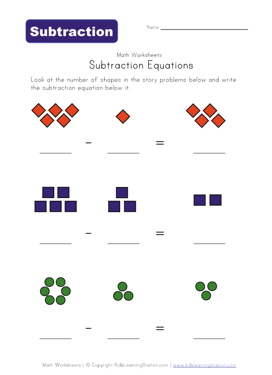 Subtraction Worksheets | روضة العلم للاطفال