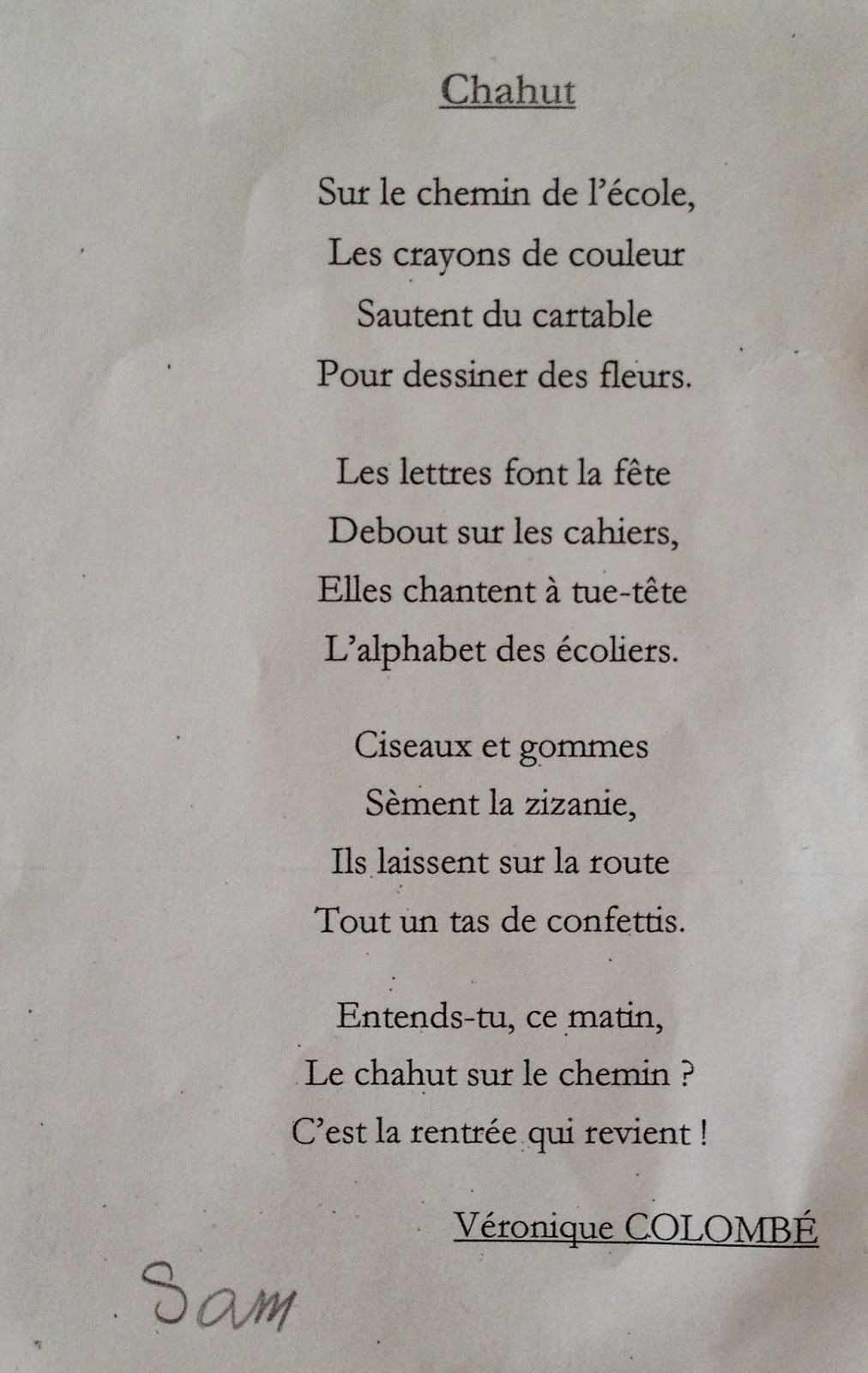 Poesie Chahut Veronique Colombe Illustration وَقُلْ رَبِّ زِدْنِي عِلْمًا : Chahut - Véronique Colombé