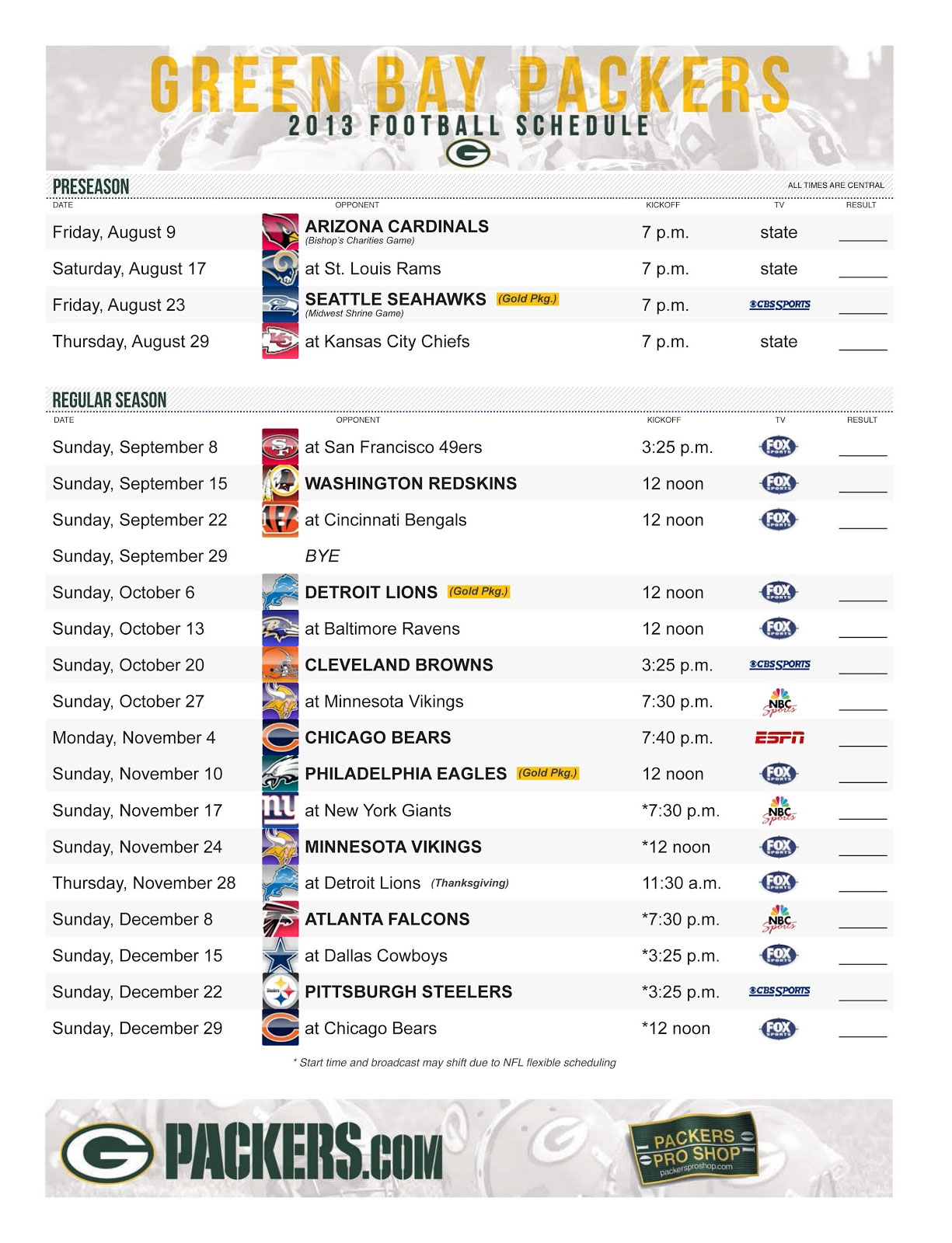 The Wearing Of the Green (and Gold): 2013 Schedule Released
