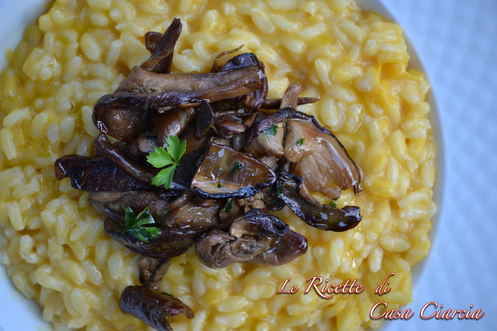 Le ricette di casa Ciarcia Risotto con crema alla zucca e funghi