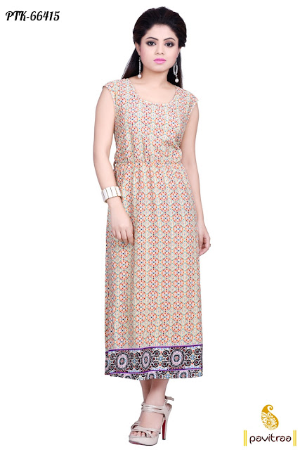 Stylish Beige Color Fancy Modern Girls Wear Short Kurti Tunics and Tops Online Shopping Collection with Price at Pavitraa.in
