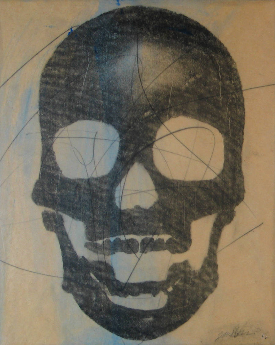 Art and Home Scribble Skull, 2012 encaustic transfer 10 x 8
