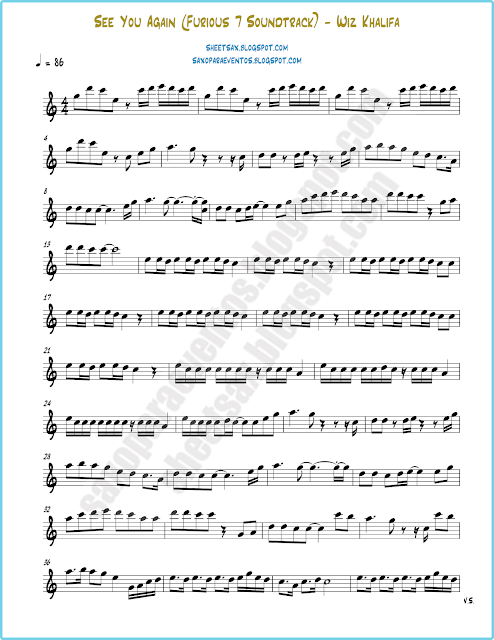 Sheet Music Of See You Again Ft Charlie Puth Furious 7 Soundtrack By Wiz Khalifa