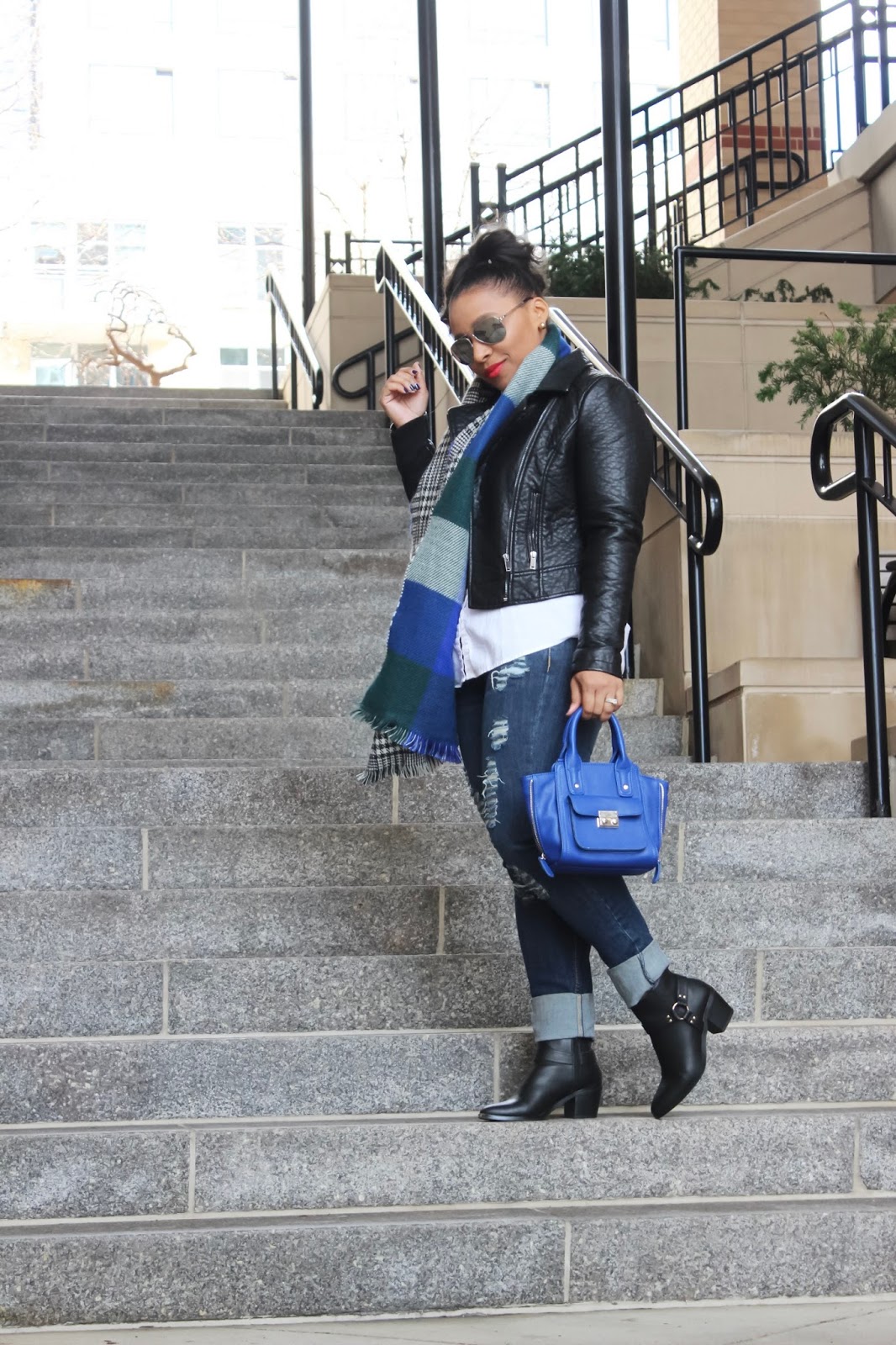 winter outfits, blogger collaboration, plaid scarf, winter outfit ideas