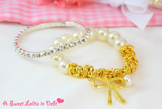 bracelets, pearl bracelet, crystal bracelet, elastic necklace, bow bracelet