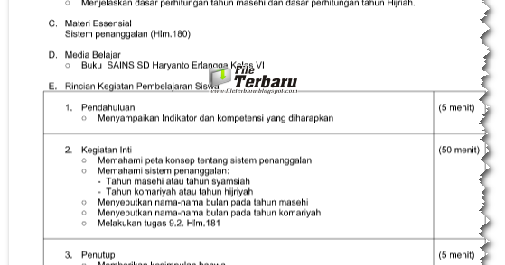 Skenario Pembelajaran Mata Pelajaran SAINS Lengkap Kelas 1