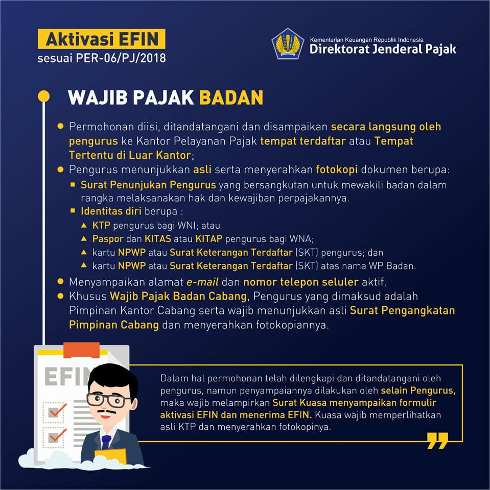Syarat EFIN Badan atau Perusahaan Syarat EFIN Badan atau Perusahaan