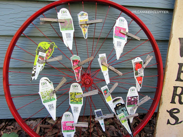Bicycle Wheel Garden Plant Tag Organizer
