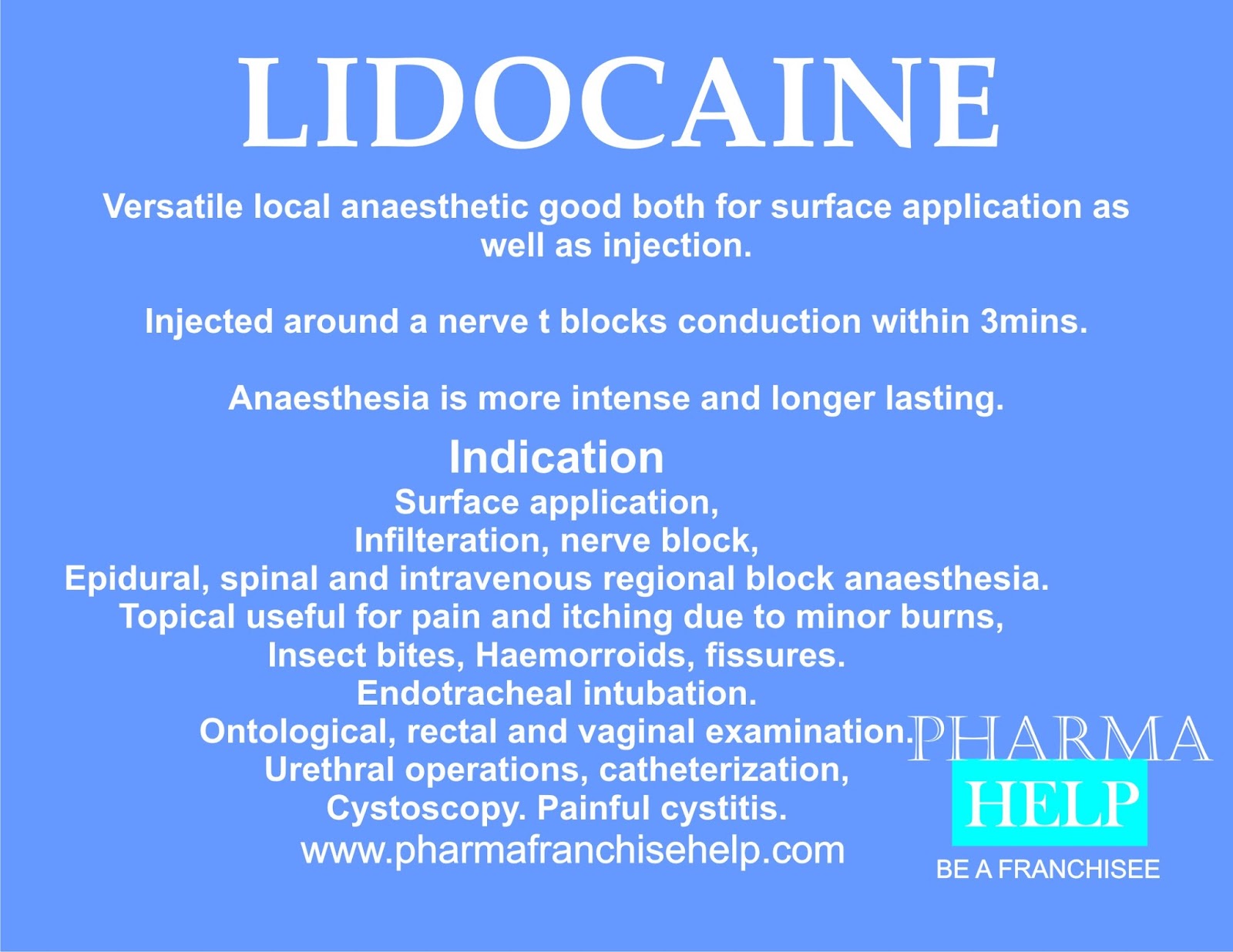 LIDOCAINE Pharma Franchise Help
