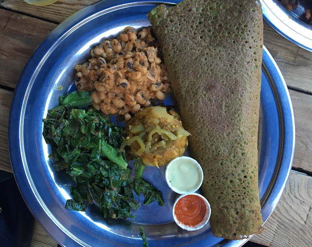 Kale-Infused Dosa Plate at The Sudra in Portland, OR | A Hoppy Medium