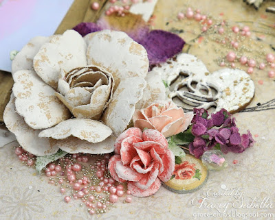 Prima flowers and US Artquest Prills from from Scraps of Darkness: mixed media & scrapbooking kits and supplies.