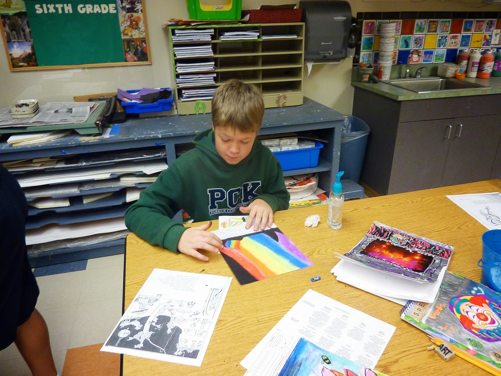 P. C. K. Art Room SIXTH GRADE Oil Pastel O'Keefe Flowers