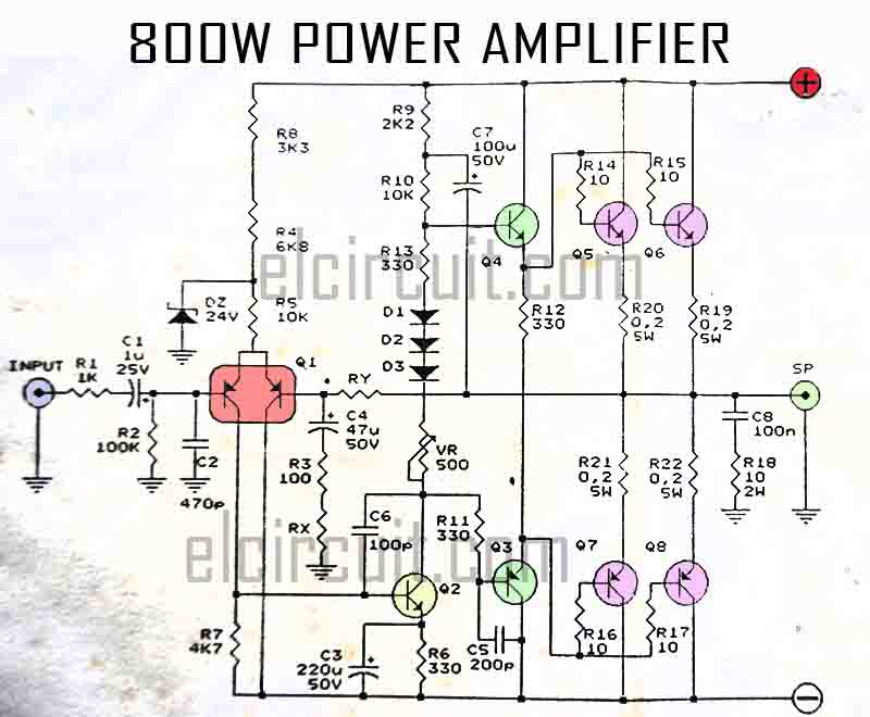 800W Power Amplifier Circuit - Electronic Circuit