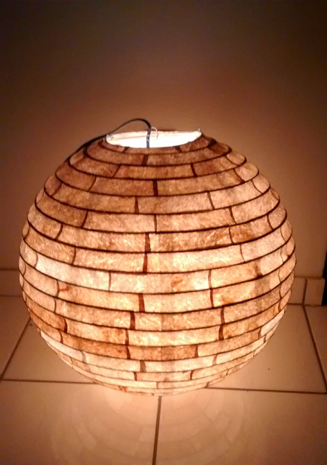 Reciclarte LUMINÁRIA JAPONESA RESTAURADA COM COADORES DE CAFÉ . ANTES