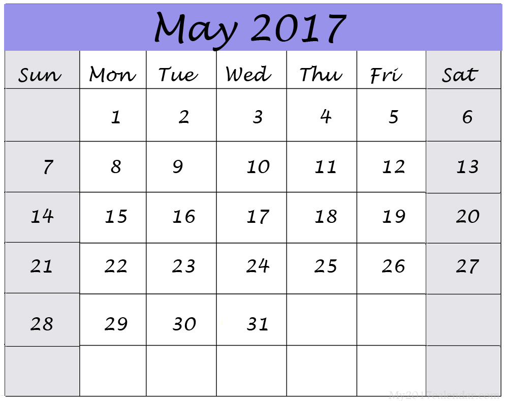 may 2017 calendar template