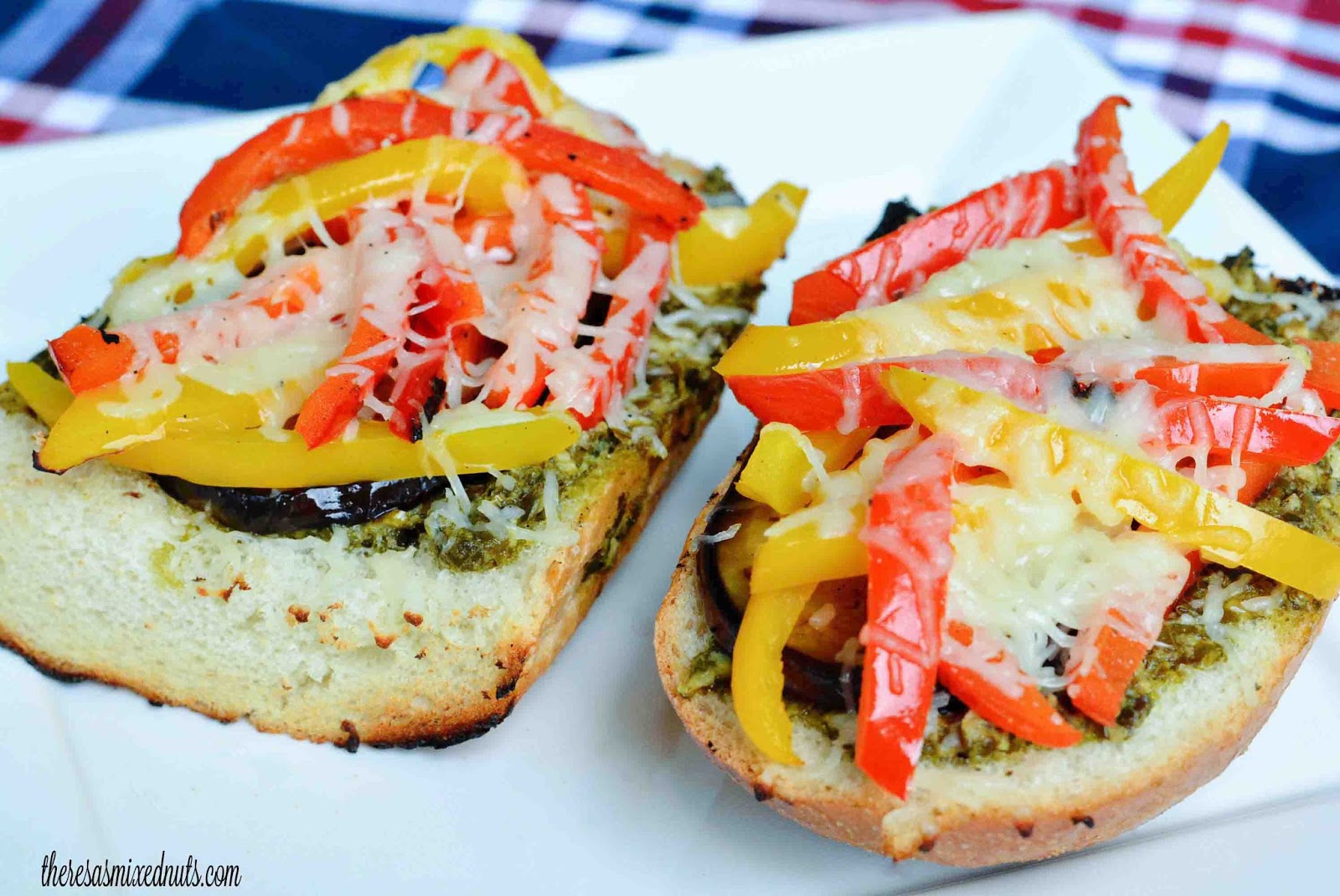 Theresa's Mixed Nuts Grilled Vegetable Open Faced Sandwich