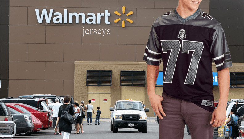 walmart sells jersey to nike, nba, and nfl fanatics