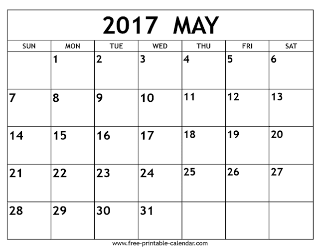 May 2017 Printable Calendar, May 2017 Calendar, May Calendar 2017, May 2017 Calendar Printable