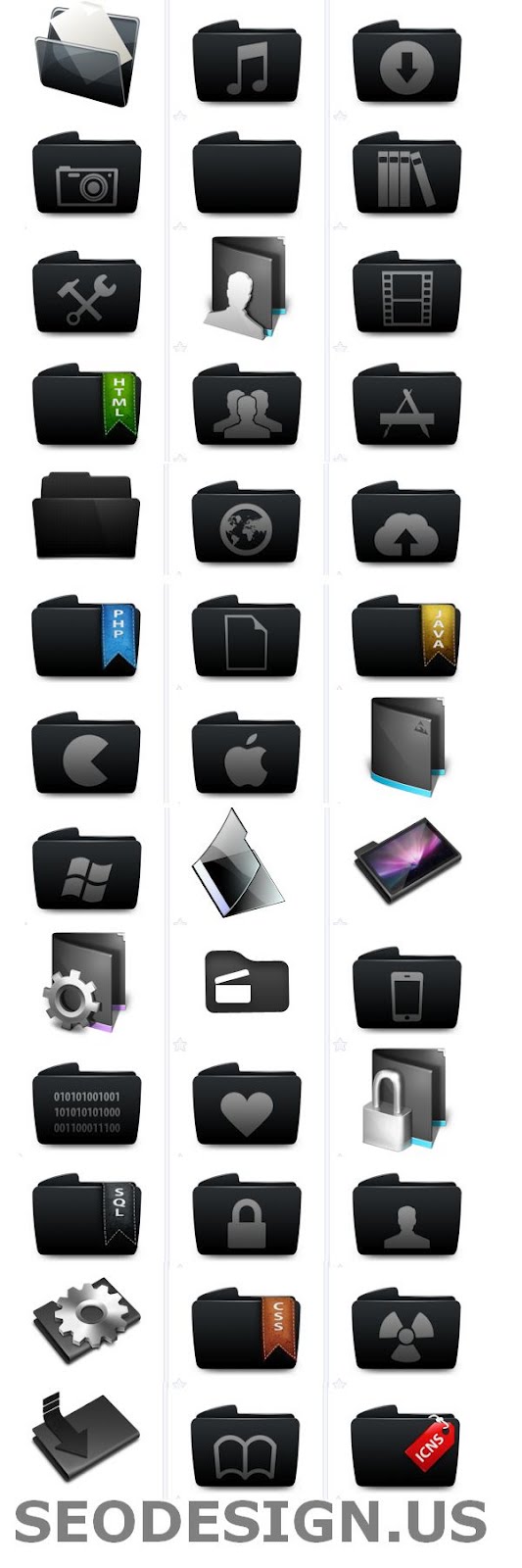 69 Free Vector Black Folders Icons Set Download