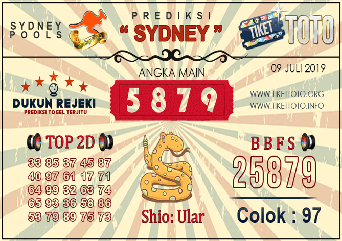 Prediksi Togel SYDNEY TIKETTOTO 09 JULI 2019