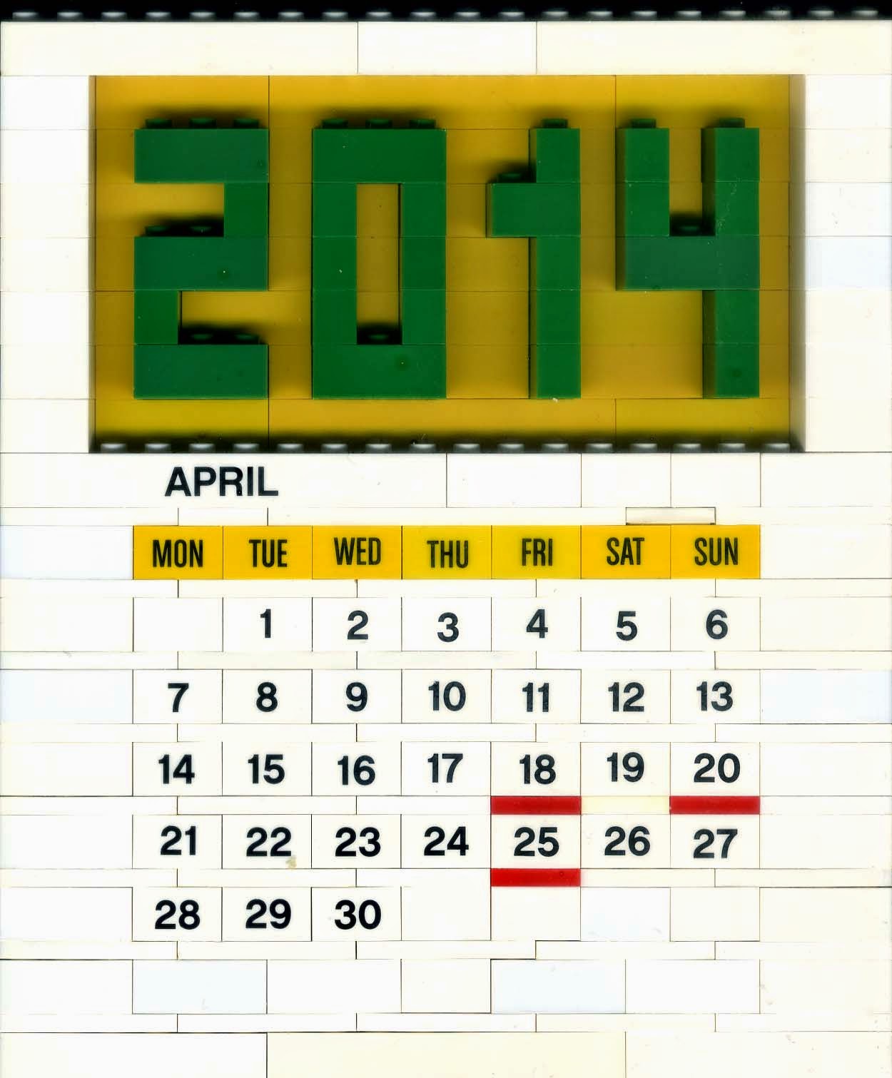 MOC Calendário LEGO mês abril 2014