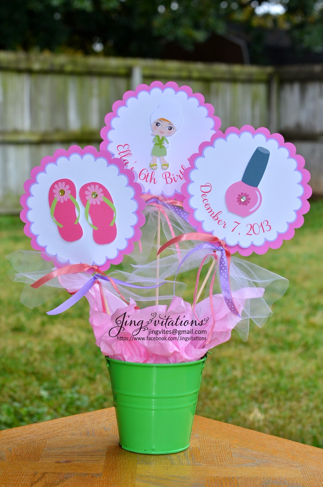 Jingvitations Spa Birthday Party Table Center Piece