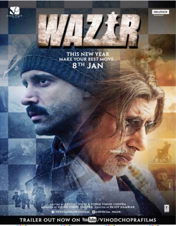 Poster Of Wazir 2016 Hindi 300MB DVDRip 480p ESubs Free Download Watch Online 