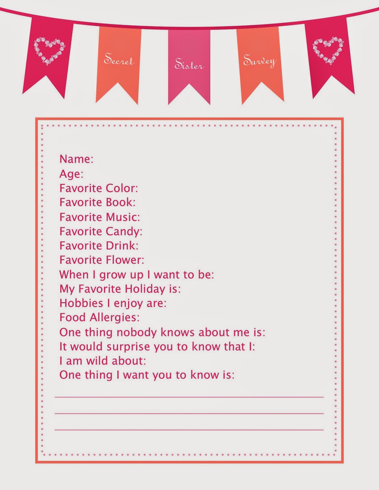 BumbleDo Secret Sister Survey BumbleDo Secret Sister Survey