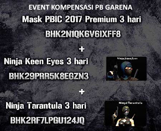 Event Kompensasi PB Garena Event Kompensasi Tukar Kode Permasalahan Login PB Garena