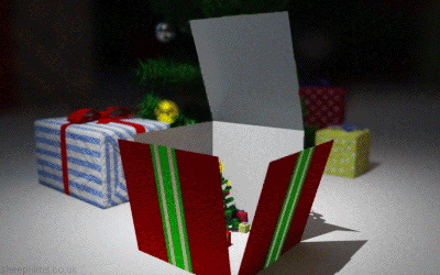 Hediye kutusu içinden devamlı olarak başka hediye kutuları çıkmasını gösteren animasyon