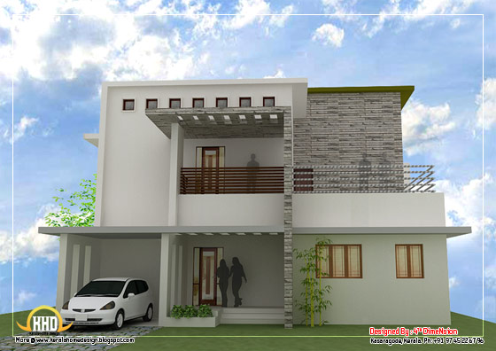 Contemporary Home Design - 2087 Sq. Ft. (194 Sq. M.)(232 Square Yards) - March 2012