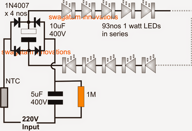 Simplest 100 Watt LED Bulb Circuit | Circuit Diagram Centre