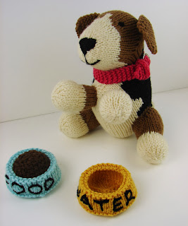 knit dog puppy water food dish toy