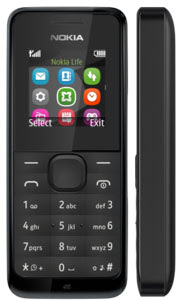 Nokia 105 Tampilan Depan Samping