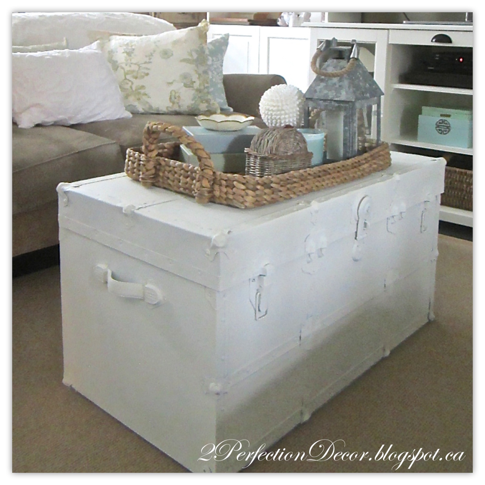 2Perfection Decor Painted Vintage Trunk Makeover