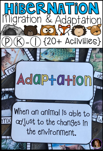 Hibernation, Migration and Adaptation Literacy Activities (PK-1) has all of the hands on writing and literacy centers and activities you will need for your unit.