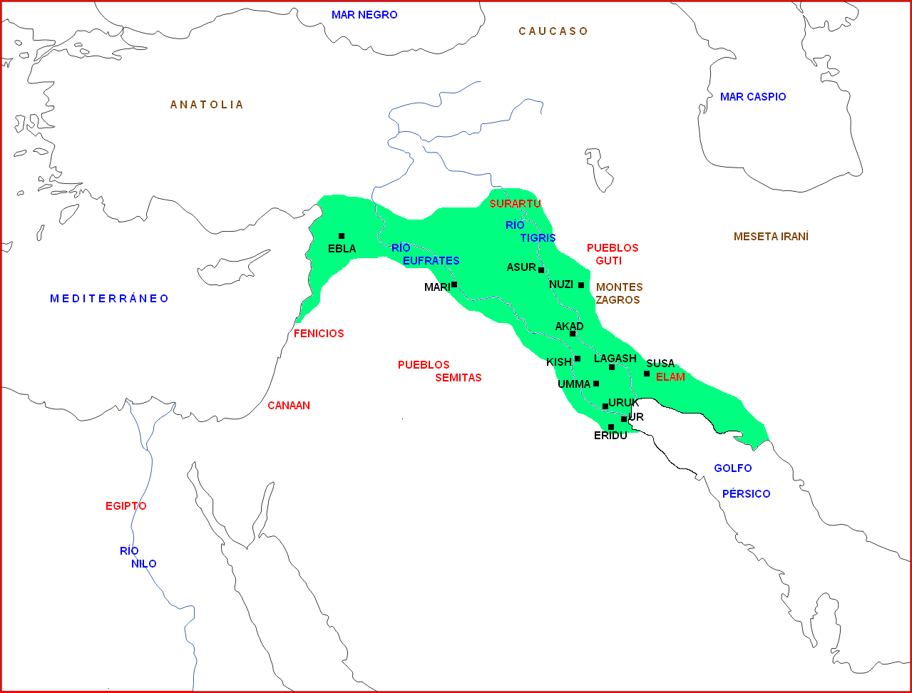 Mapa de rio tigris y eufrates. 