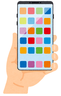 スマートフォンを持つ手のイラスト(大画面)