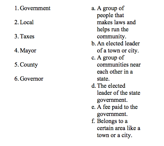 Grade 2 Social Studies/Technology: State and Local Government Quiz