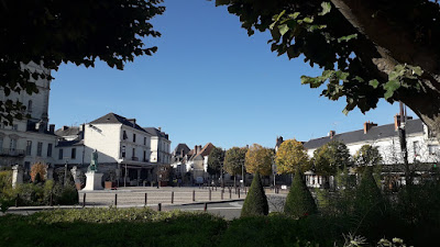 Looking towards Loches market place from the river