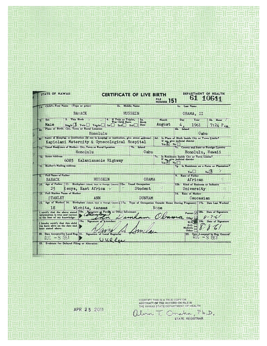 skryfblok Obama's Birth Certificate LOL!