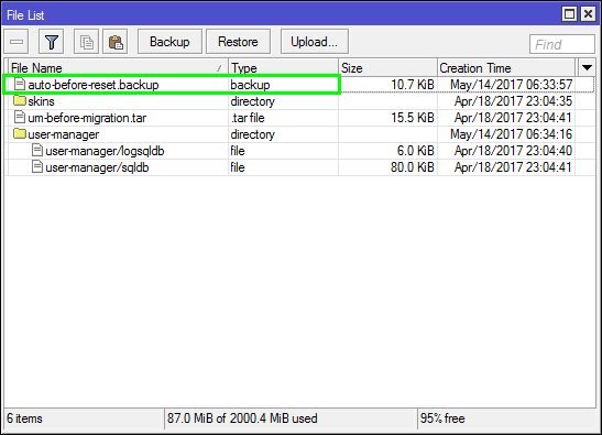 Load backup. Каталог backup и restore;. backup_restore_group.