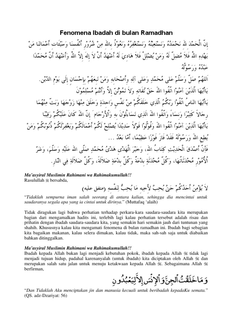 khutbah jumat ramadhan wood scribd indo